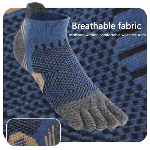ABTRAV Men's Toe Socks Cotton Athletic Socks No Show Five Finger Sports Socks Arch Support Ankle Socks 6-9/9-12