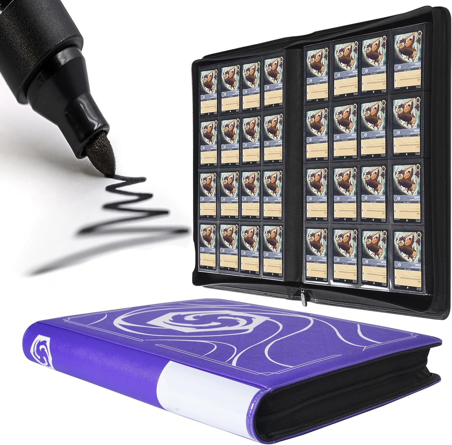 Skiennix Lorcana Card Binder - Premium 16 Pocket Trading Card Album in Classic Purple for 1024 Cards