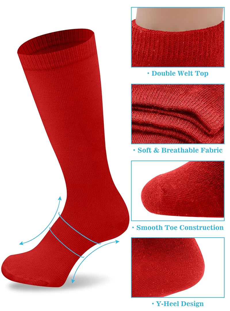 Duufin 8 Pair Knee-High Youth Baseball Socks - Red, 6-8 Years (Variation of THIS listing)