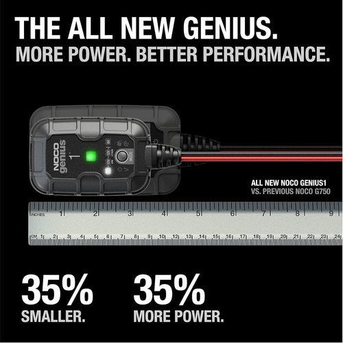 NOCO GENIUS1 Smart Battery Charger - 1A 6V/12V Automatic Maintainer & Desulfator | Overcharge Protection & Temperature Compensation