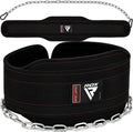 RDX Dip Belt for Weight Lifting, Heavy Duty 36 Inch Adjustable Steel Chain, Dipping Belt Chin Pull Ups Gym Training Bodybuilding Powerlifting Fitness Workout, 6” Padded Neoprene Back Support Men Women