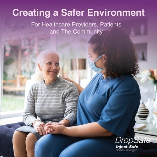 Dropsafe Inject-Safe Barrier Bandage, Adhesive Bandage to Protect Skin & Limit Contact Exposure, Self-Sealing Membrane with Liquid Tight Design to Control Leakage, Diameter of 1.38 in, 100ct Box