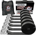 Cartman Lashing Straps - Heavy-Duty Cargo Tie-Down Straps Up to 600lbs | 12' Length, 6-Pack in Black Carry Bag