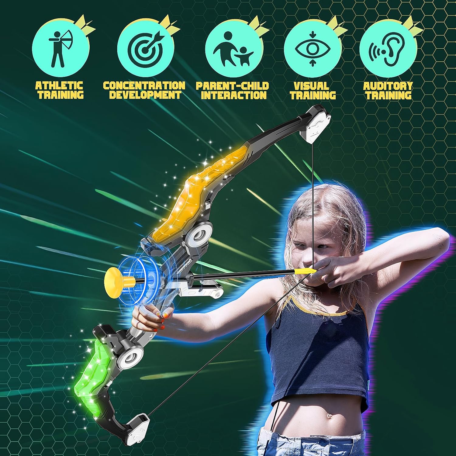 Skiennix Kids Bow and Arrow Set - Light-Up Archery Toys for Ages 3-12 | Indoor & Outdoor Fun