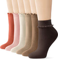 FITRELL Ruffle Socks - 6 Pairs of Soft, Breathable, Cute Lettuce Ankle Crew Socks for Women