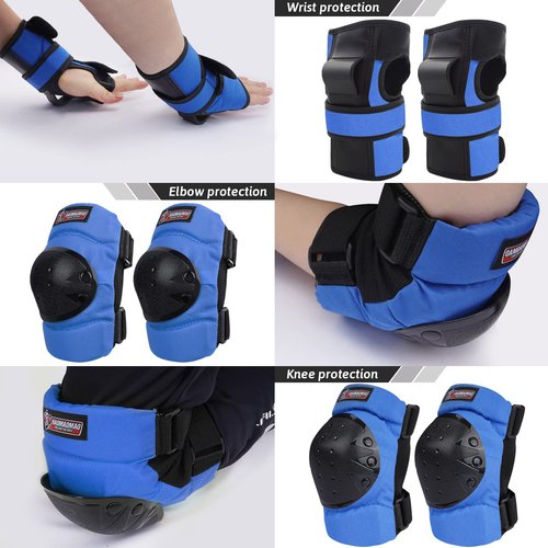 Haomaomao Adult & Kids Knee Pads Elbow Pads Wrist Guards Protective Gear Set for Roller Skates Scooter Inline Skating Cycling BMX Bike Skateboard Riding and Outdoor Extreme Multi-Sports