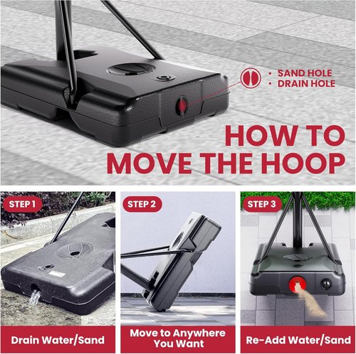 Feelwin Basketball Hoop - Portable Outdoor System with Adjustable Height for Youth & Adults | Sturdy Base