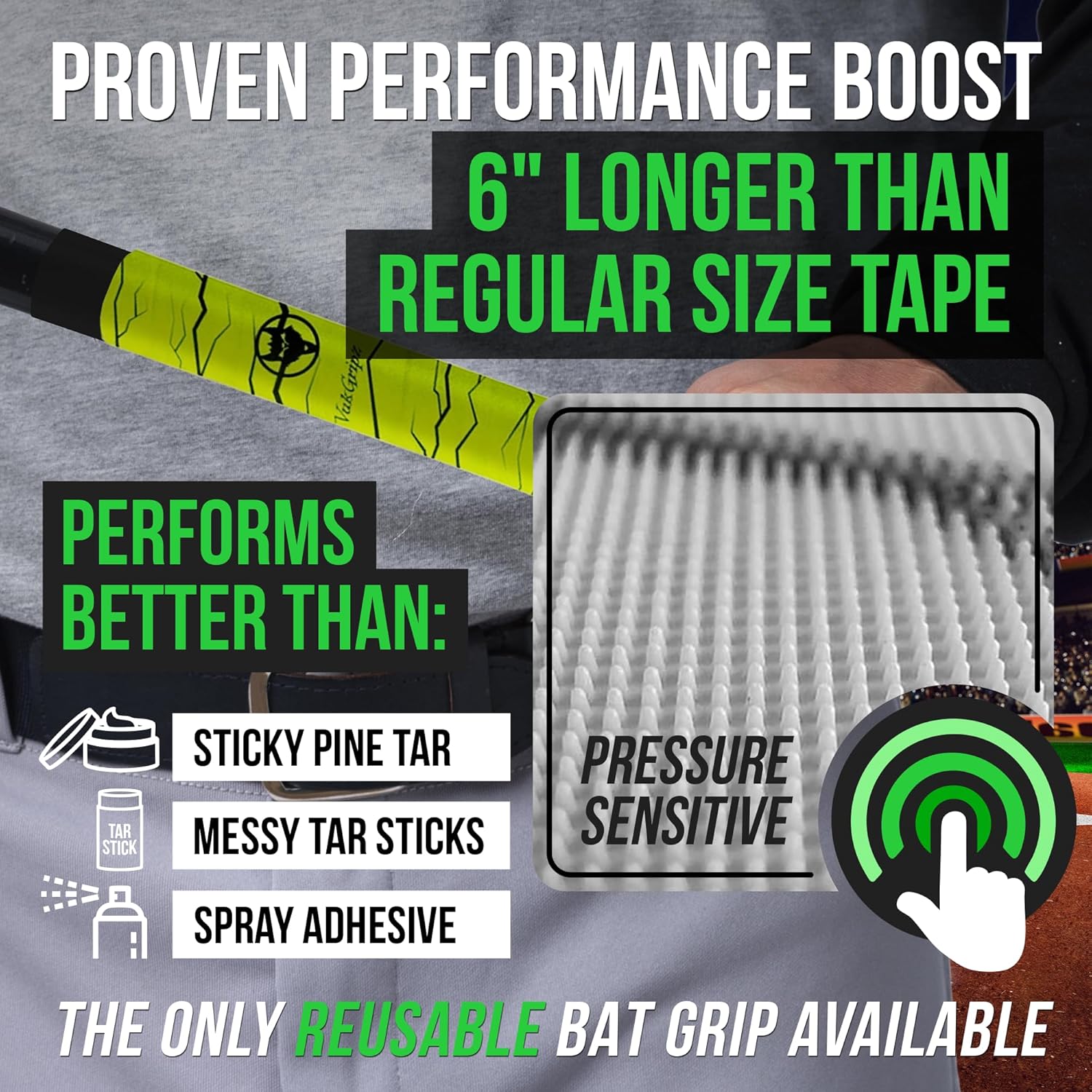 VukGripz Extra Long Bat Grip - Enhanced Firmness for Superior Control | Ideal for All Players
