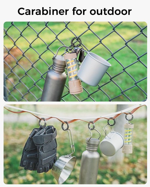 IUMIUN Titanium Circle Small Keychain Carabiner Clip with 2pcs 25mm/1inch Stainless Steel Key Rings, Quick Release Keychain for Men, Multi-Hole Design