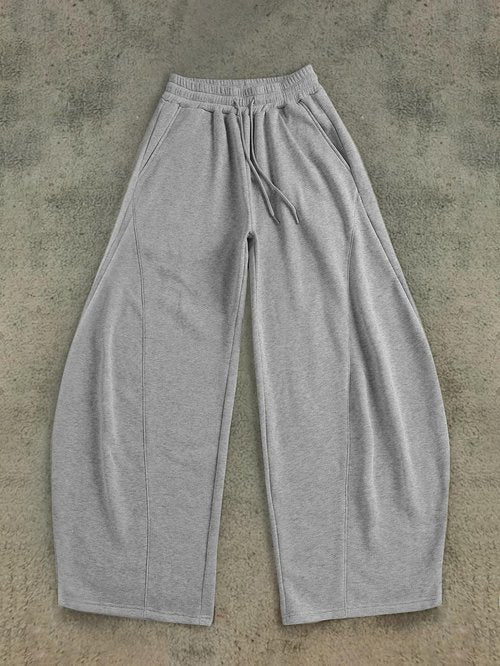SHENHE Men's Wide Leg Loose Sweatpants Open Bottom Drawstring Workout Gym Baggy Pants Grey Medium