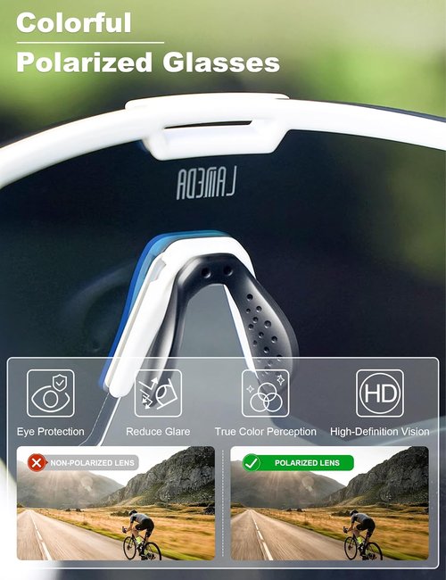 LAMEDA Polarized Sports Sunglasses - High Definition UV Protection for Cycling, Fishing & Running