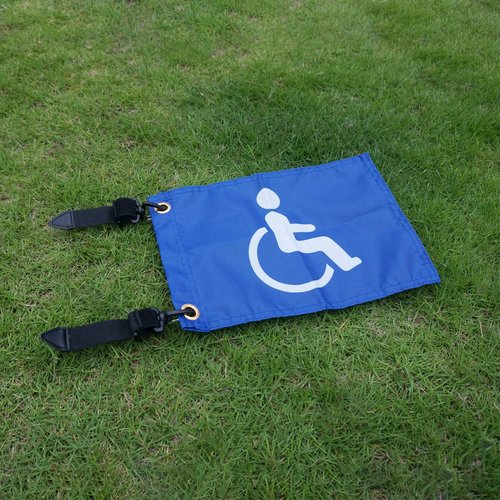 MOTAIN Easy Installation Golf Cart Flag Holder,2 Pack Elastic Strap Bracket with 6 * 9'' Handicap Flag for Seniors Handicapped Disability