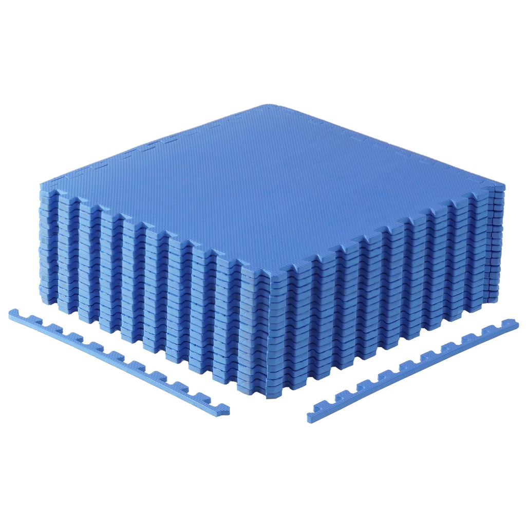 CAP Barbell 1/2-Inch Interlocking EVA Foam Exercise Puzzle Mat Home Gym Flooring - 3 Pack | 24" x 24" x 1/2" | T Pattern - Blue