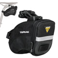 Topeak Aero Wedge Pack with Fixer F25 (Small) – Compact Aerodynamic Bike Saddle Bag with QuickClick Mount, Durable 1000D Nylon, Reflective Strip & Safety Light Clip