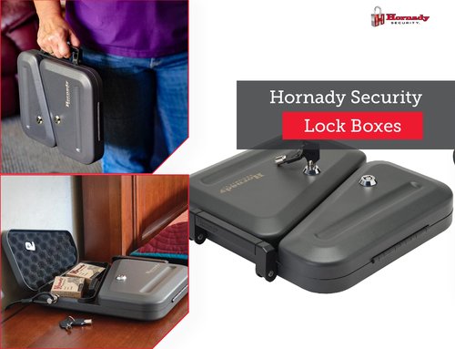 Hornady Dual-Lid Gun Lock Box - Two Compartment Portable Lock Box with Separate Lid and Lock - This Small Gun Safe Stores Handguns and Ammo Separately - Measures 11 x 10 x 2 Inches - Item 95229