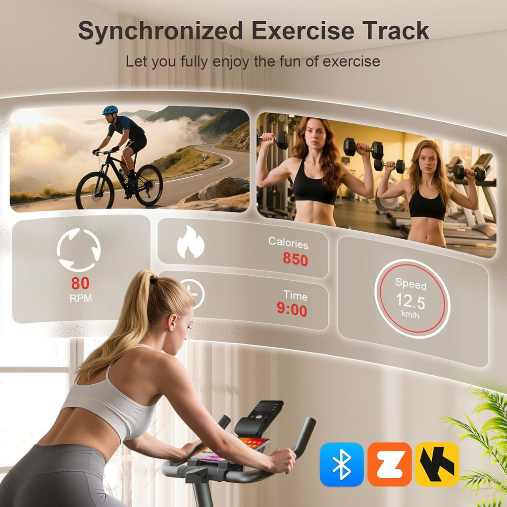 Wenoker Exercise Bike for Home – 350LB Indoor Cycling Bike, Silent Stationary Spin Bike with App Sync, Adjustable Seat, LCD Monitor, Smooth & Quiet for Cardio Workout