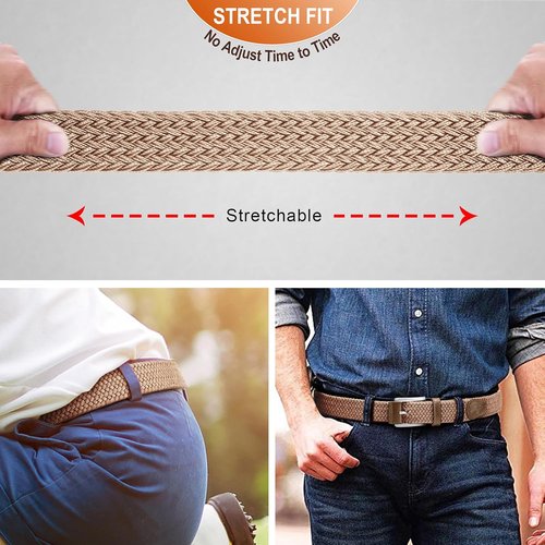 BULLIANT Stretch Belt for Men - Woven Braided Design | Perfect for Golf, Casual Pants & Jeans