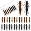 Relaxgiant 36 Pcs Hellgrammite Fishing Lures 3 Inch Soft Plastic Hellgrammite Fly Realistic Fishing Bait Artificial for Freshwater(Black, Brown)