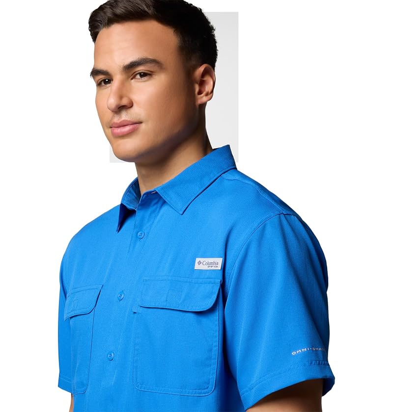 Columbia PFG Backwater Short Sleeve Fishing Shirt - Vivid Blue, Large