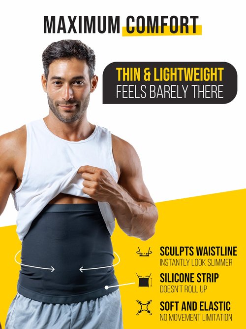 Sweat Spark Waist Trimmer for Men (Black, 3XL) - Sweat More, Shape Your Back & Abdomen, Wear During Workout
