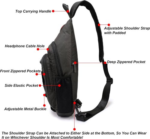 NICGID Sling Bag - Versatile Crossbody Backpack for Tablets & Laptops | Ideal for Outdoor Hiking