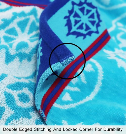 COTTON CRAFT Oversized Hooded Beach Towel - 100% Cotton Velour Terry - Quick Dry Pool Wrap | 39 x 68 Inches - Summer Trellis Pool Blue