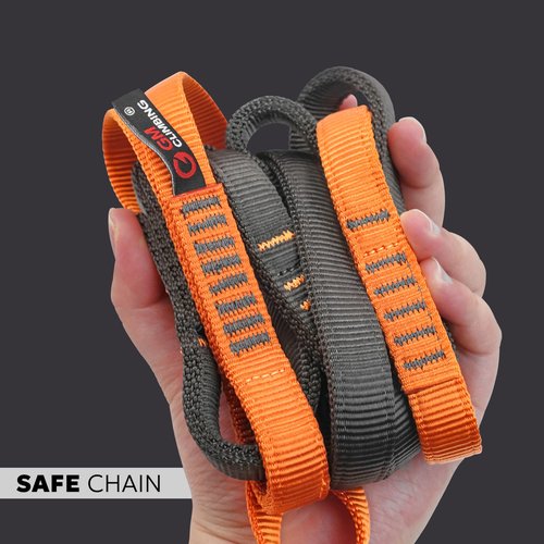 GM CLIMBING 16mm Nylon Safe Chain PAS Sling 22kN CE UIAA Certified for Personal Anchor System Rappel Transition Aid Climbing 97cm / 38in