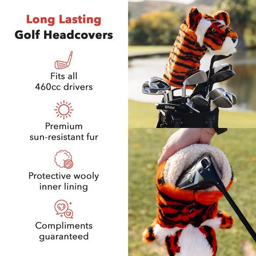 Daphne's Headcovers Tiger Driver Headcover | Premium Driver Headcovers | Funny Golf Club Covers | Stylish Protection for Your Clubs | Men's Golf Gear | Driver Headcover for Men and Women