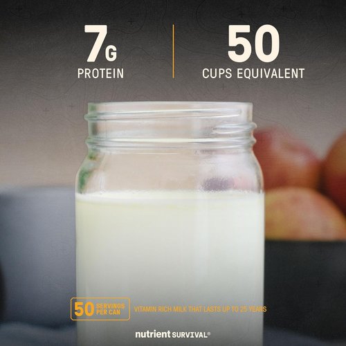 Nutrient Survival Vitamin Powdered Milk - Freeze-Dried Emergency Food Supply | 21 Essential Nutrients, Gluten & Soy Free, 50 Servings