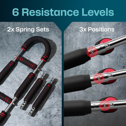 ENERGILZ Twister Arm Trainer | Chest Workout Equipment Also for Biceps, Shoulders, Forearms, Back, Legs; Arm Chest Trainer for Men, Women, Beginners, Pros | 2 Spring Sets, 6 Resistance Levels (Red)
