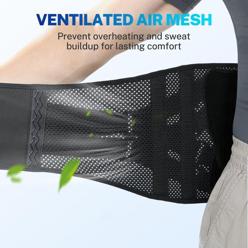 Fitomo Back Brace for Women Men, Reinforced 3D Lumbar Support Pad, 4 Carbon Fiber Splints, Ultra-thin Air Mesh, Wear for Under Clothes, for Lower Back Pain Relief, Sciatica, Posture, Lifting, Size L