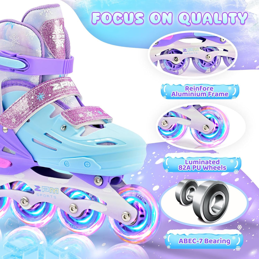 2PM SPORTS Inline Skates for Kids | Adjustable Light-Up Roller Skates for Ages 5-12