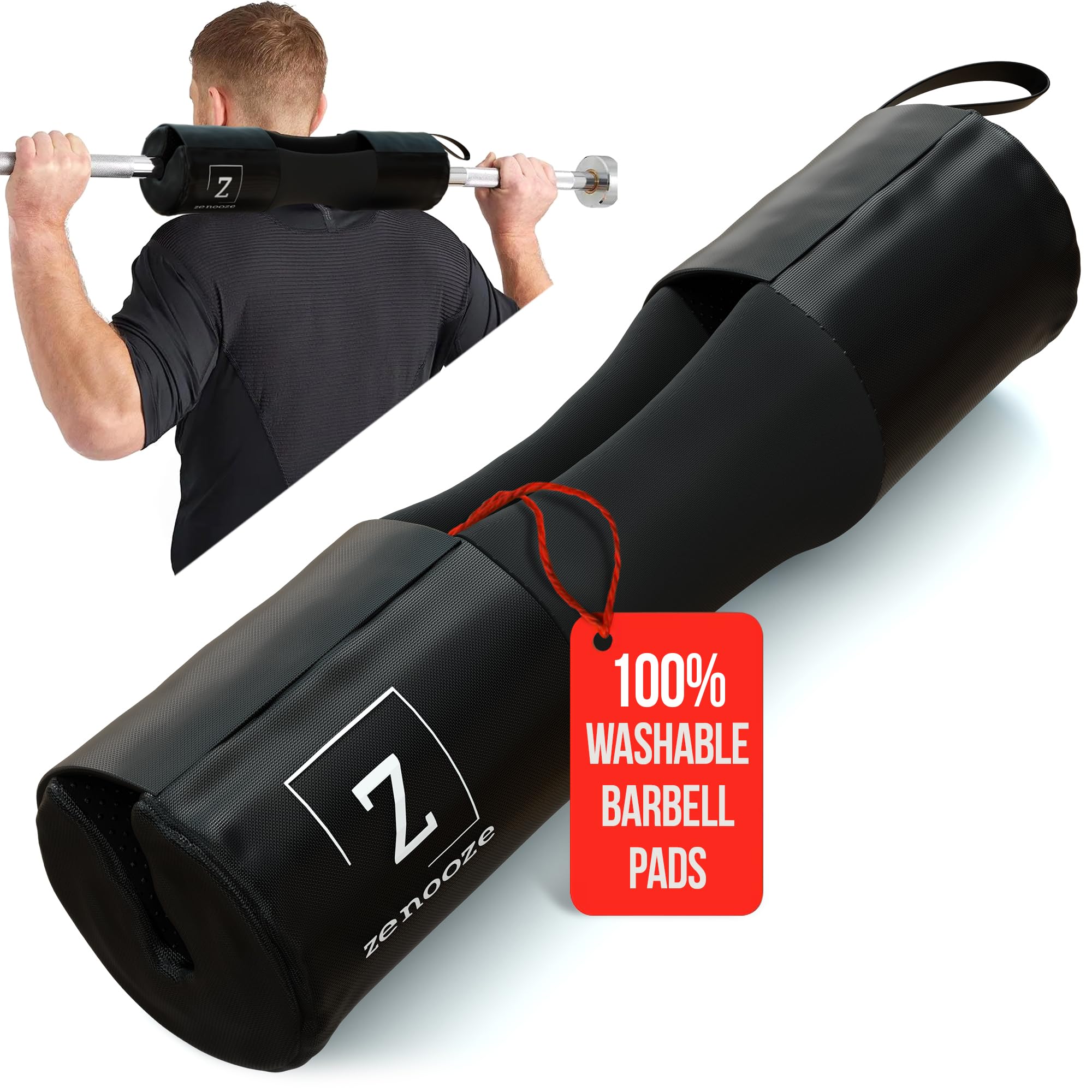 Zenooze Versatile Barbell Pad, Non-Slip Design, 100% Washable, Comfortable Barbell Squats Pad, Hip Thrust Pad for Barbell Cushion Pad - Gym Bar Pad for Hip Thrusts, Fits Standard and Olympic Bar