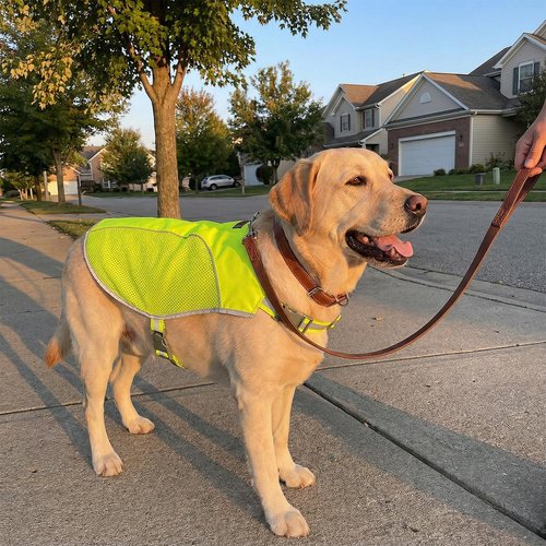 KONG Sport Hiker High Visibility Dog Safety Vest, Reflective Jacket Apparel for Low Light Conditions Outdoors, Walking, and Running, Small Medium and Large Dogs (X-Small), Neon Green