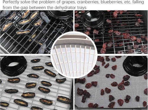 Cosori Silicone Dehydrator Tray Liners - 12x13 Inch Reusable Non-Stick Mesh Sheets | 6-Pack for Jerky, Herbs & Fruit