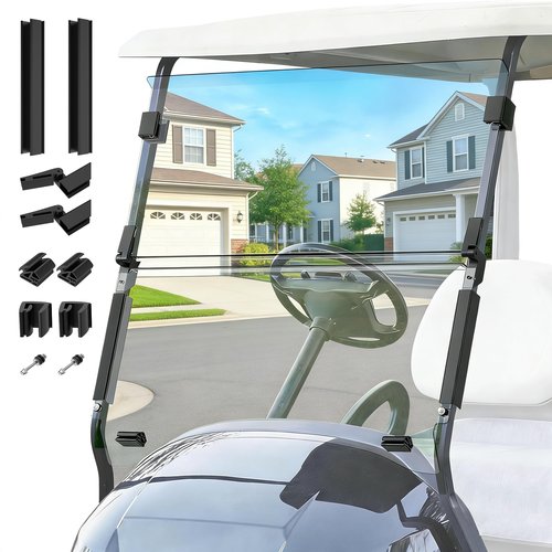 DRIVE UP Club Car Windshield, Golf Cart Windshield Compatible with Club Car Precedent, Tempo, Onward 2004-Up Gas and Electric Golf Carts, Clear Foldable Windshield UV Protection and Impact Resistant
