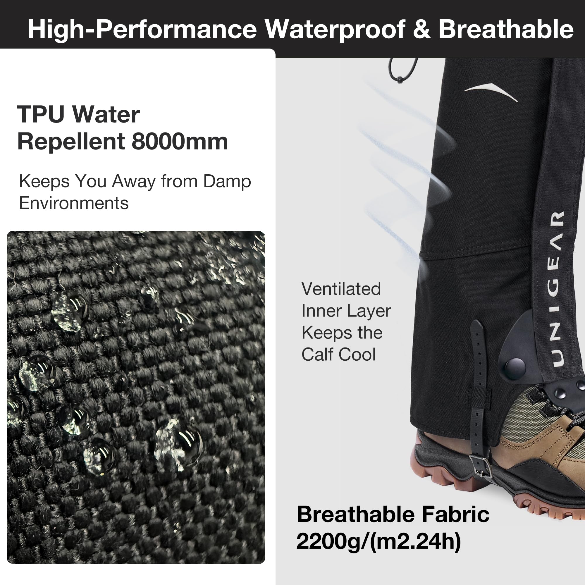 Unigear Snake Gaiters, Puncture-Proof Leg Gaiters, Lightweight, Super Thin, Hunting Gear for Hunting Hiking Farm Working (Large)