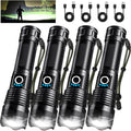 Skiennix 4 Pack Rechargeable LED Flashlights - 90,000LM Super Bright, Waterproof, USB & 5 Modes