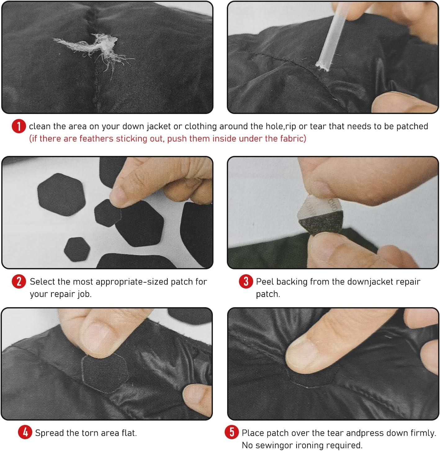 Skiennix Down Jacket Repair Patches - Waterproof Self-Adhesive Nylon Fabric Repair for Outdoor Gear