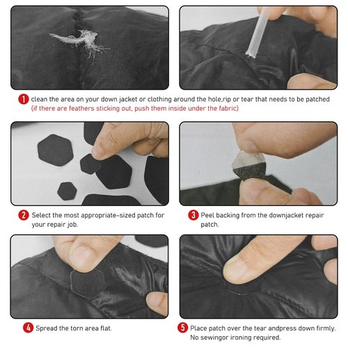 ZESION 16 Pcs Down Jacket Repair Patches - Highly Effective Repair of Nylon Fabric, Waterproof Self-Adhesive Repair Patch for Down Jackets, Tents, Raincoats, Outdoor Equipment (Army Green)