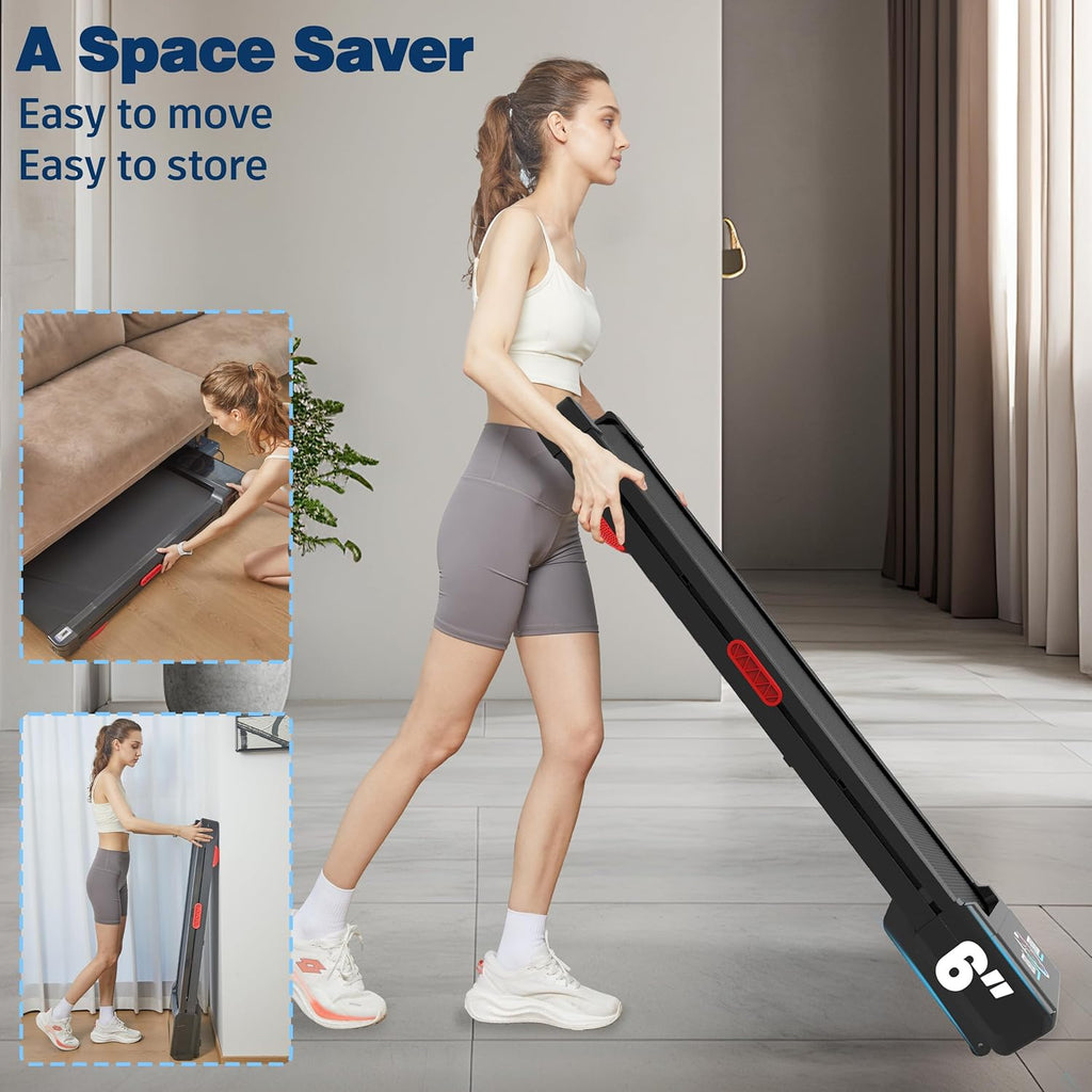 Walking Pad Treadmill - 12% Auto Incline, 450 lbs Capacity, RGB LED Screen & Bluetooth Speaker | Compact Under Desk Design