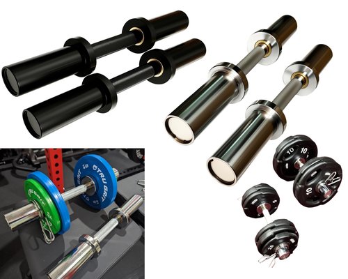 yuhqc Dumbbell Handles with 2 Pairs of collars clips, Olympic Loadable Dumbbell Bars, 16 Inch Dumbbells Bars for Home Gym, Weightlifting, Strength Training, Bodybuilding, Fitness (Chrome)