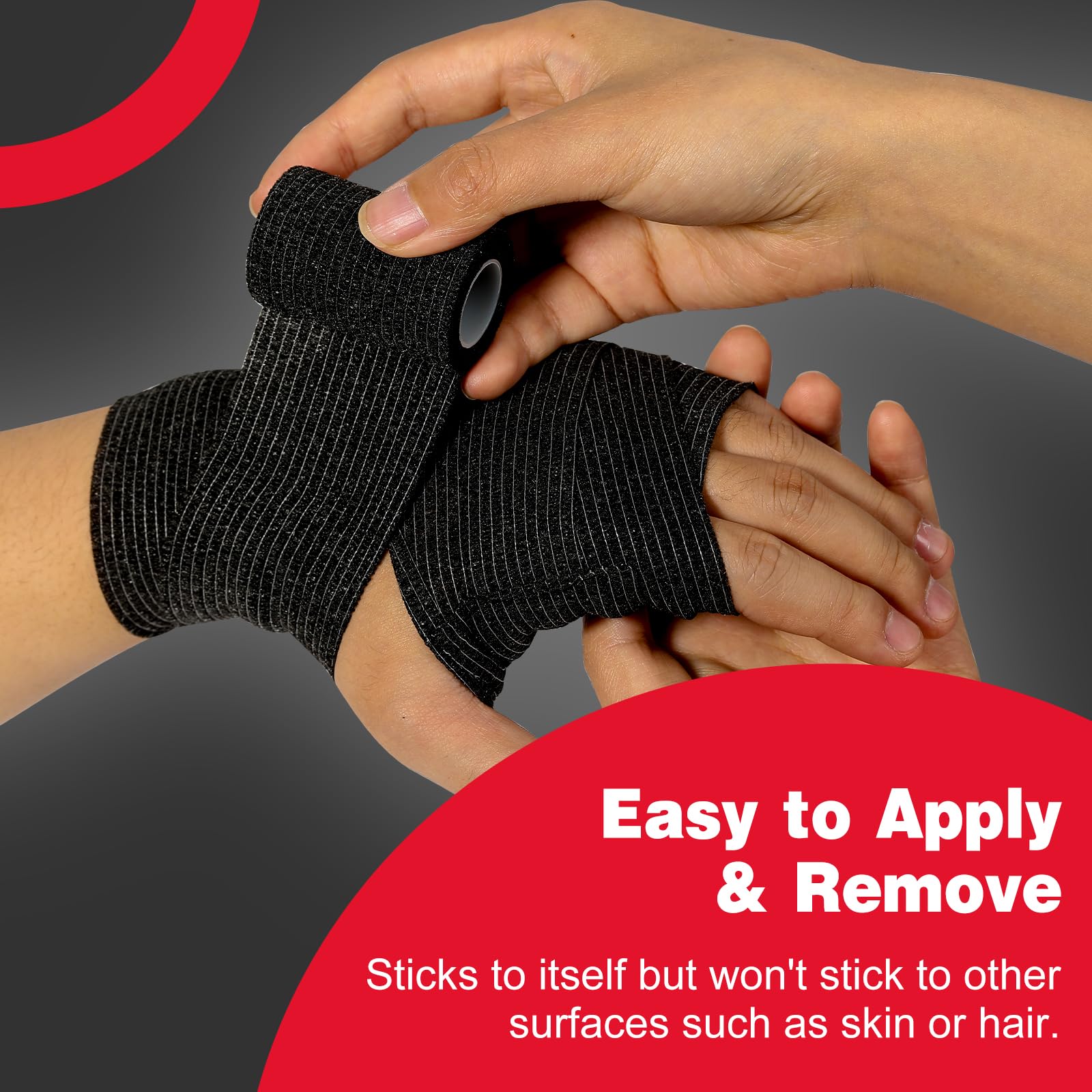 AZEN 80 Pack Self Adhesive Bandage Wrap Black, 2" X 5 Yards Black Athletic Tape, Vet Wrap, Tattoo Grip Tape Wrap，Ankle Tape, Cohesive Bandage Wrap