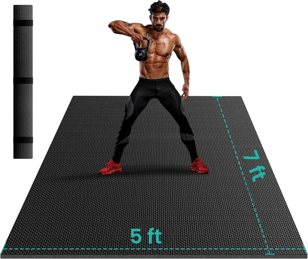 Stepwaver Extra Large Exercise Mat - Non-Slip, Ultra Durable 8mm Thick Gym Flooring | 7'x5', 8'x6', 10'x6' Sizes