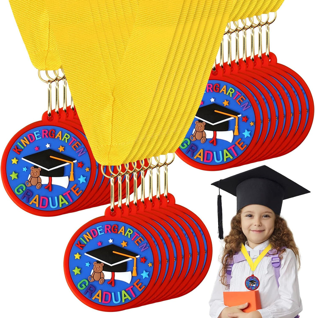 Sratte Graduation Medal for Kids - 2 Inch Preschool Award with Yellow Neck Ribbon | Perfect Party Favor