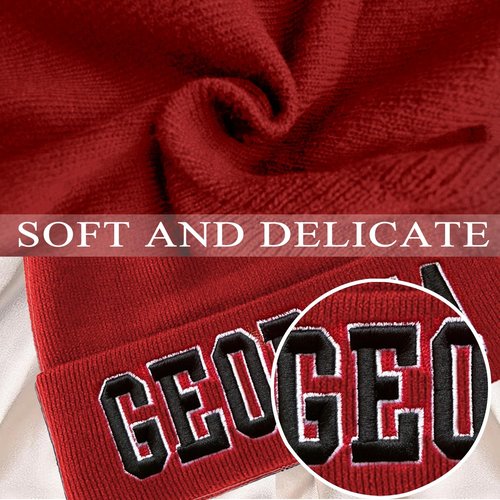 HUIGONGSHOU Beanie for Men and Women, Winter Knit Hat with 3D Embroidery, Cuffed Winter Hat Sport Fans Gift for Men Women