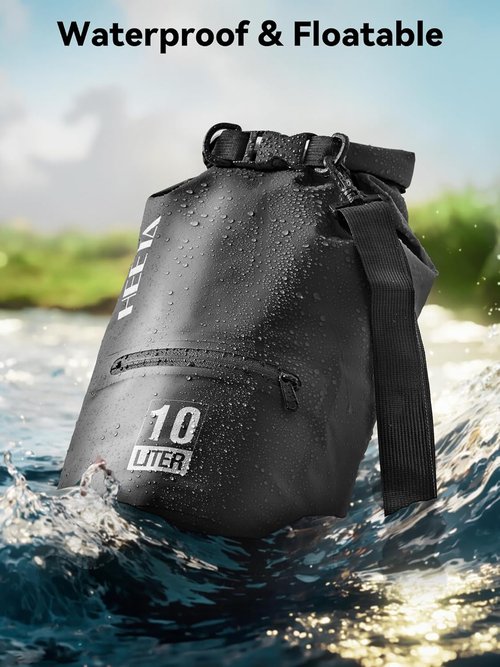 HEETA Waterproof Dry Bag - Lightweight Roll Top Storage with Zippered Pocket | 5L/10L/20L/30L/40L for Travel, Kayaking, Camping