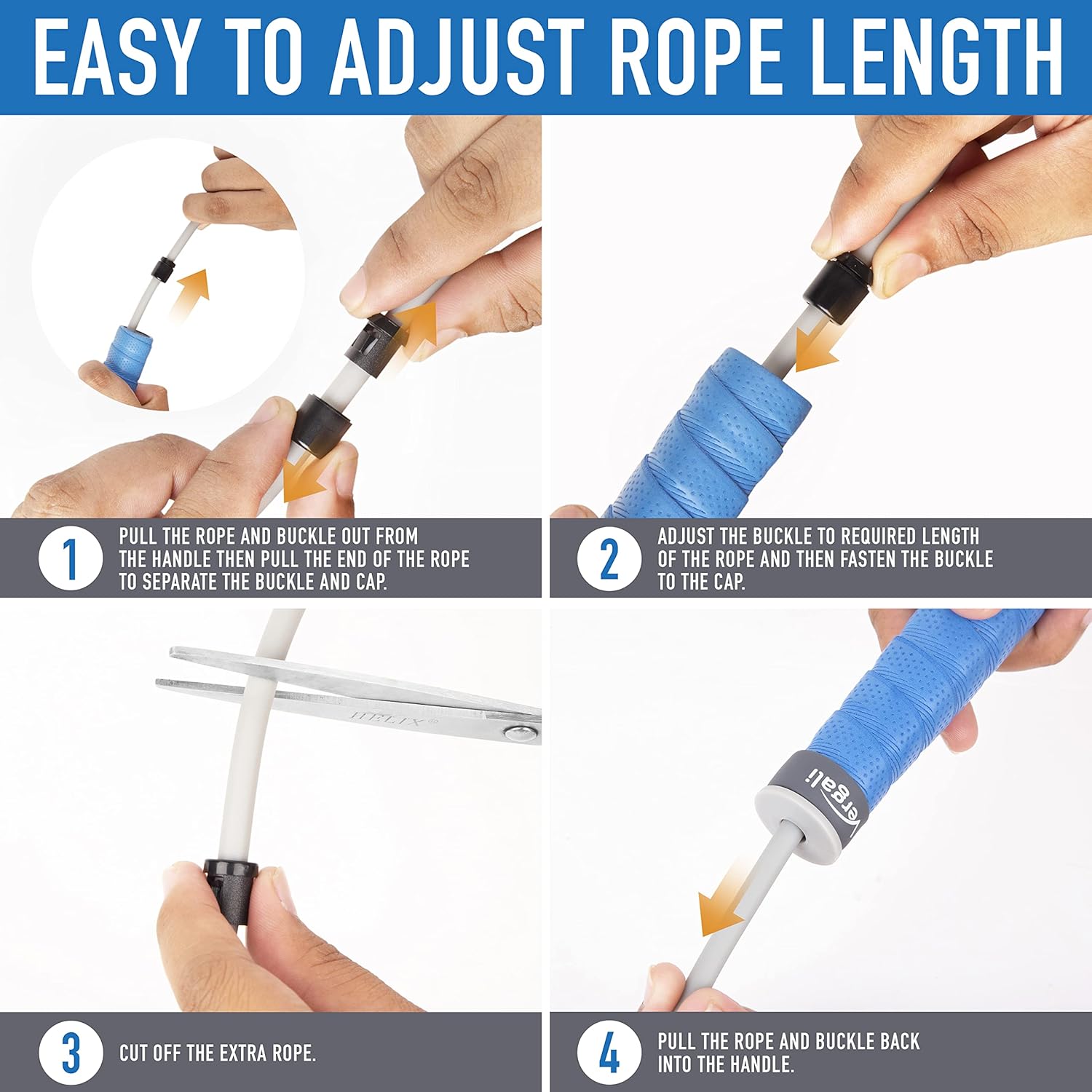 Weighted Jump Rope for Fitness (1 lb) with Women and Men's Exercise Guide. Comfy Grips. Tangle Free, Adjustable Jumprope. Heavy Adult Skipping Jumping Rope for Full Body Workout. Boxing, Cardio, Gym