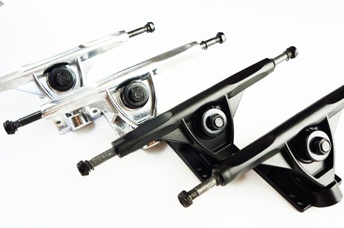 VJ Longboard Skateboard Trucks, 7inch 178mm, 50º Bases, Reverse Kingpin for Downhill, Pintail and Freeride (Set of 2) (Black)