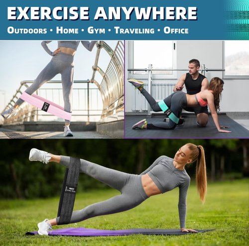 Fabric Resistance Bands,5 Non-Slip Fabric Workout Bands,Booty Bands for Women & Men, Elastic Exercise Bands for Legs, Glutes, Hips & Thighs, Home Fitness & Gym (Multicolor 4-Pack)